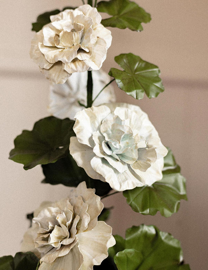 Antique White Ruffle Petal Hollyhock